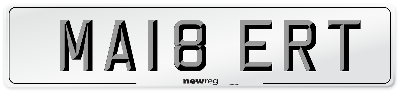 MA18 ERT Number Plate from New Reg